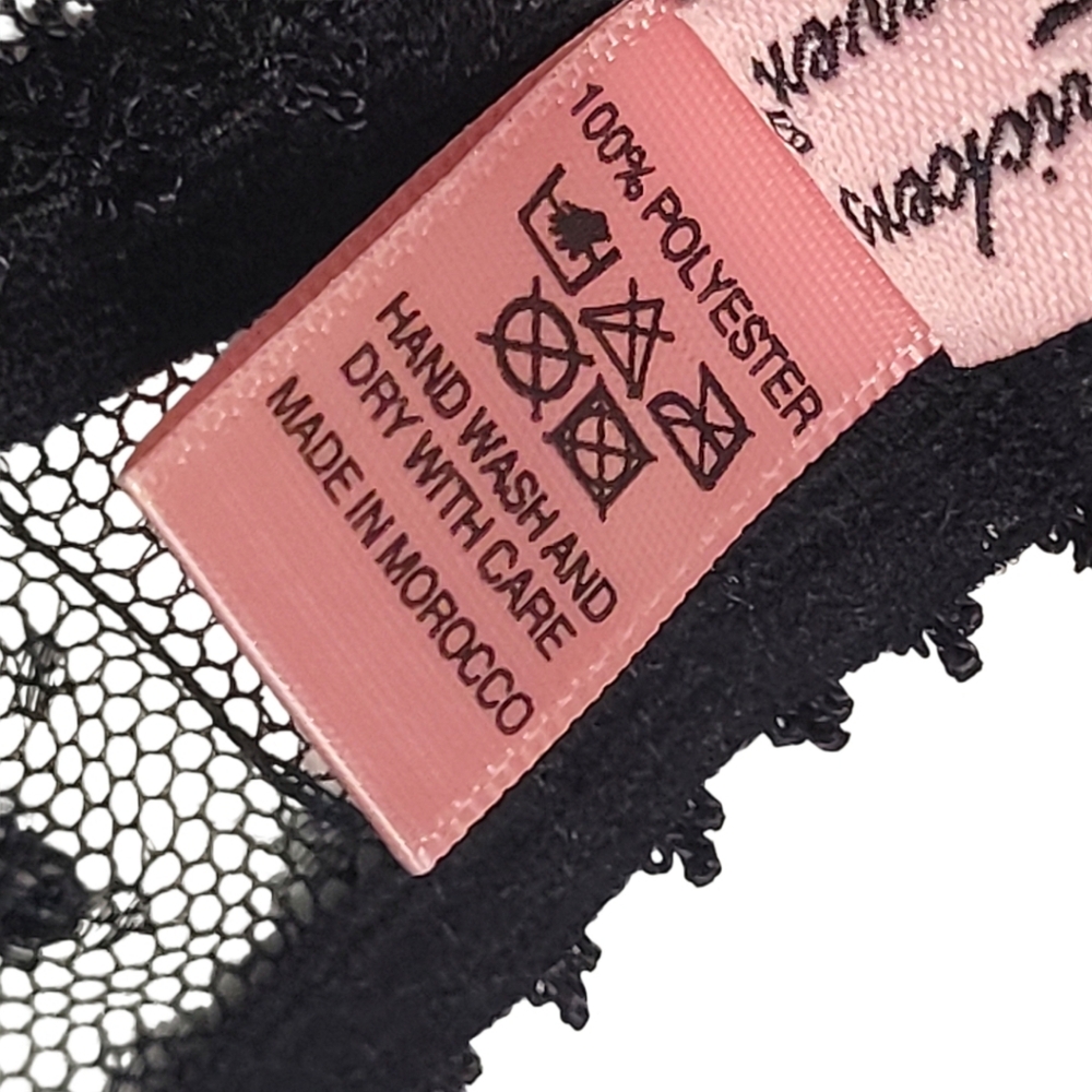 Agent Provocateur Black Lace Pink Bow Garter Belt Mesh Size M - Picture 9 of 13